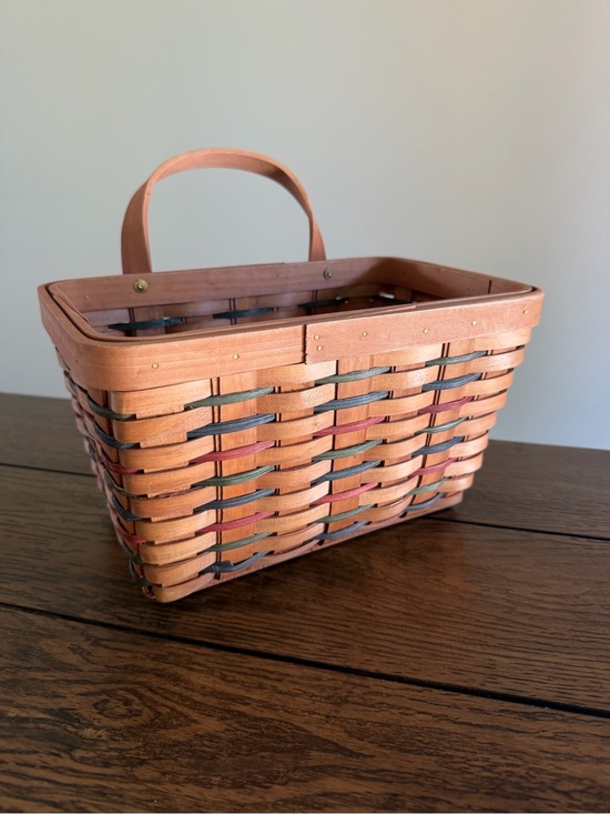 Other - Vintage Woven Wood Market Basket Hanging Handle Rustic Primitive Farmhouse Deco